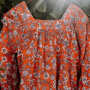 Orange/red flower blouse